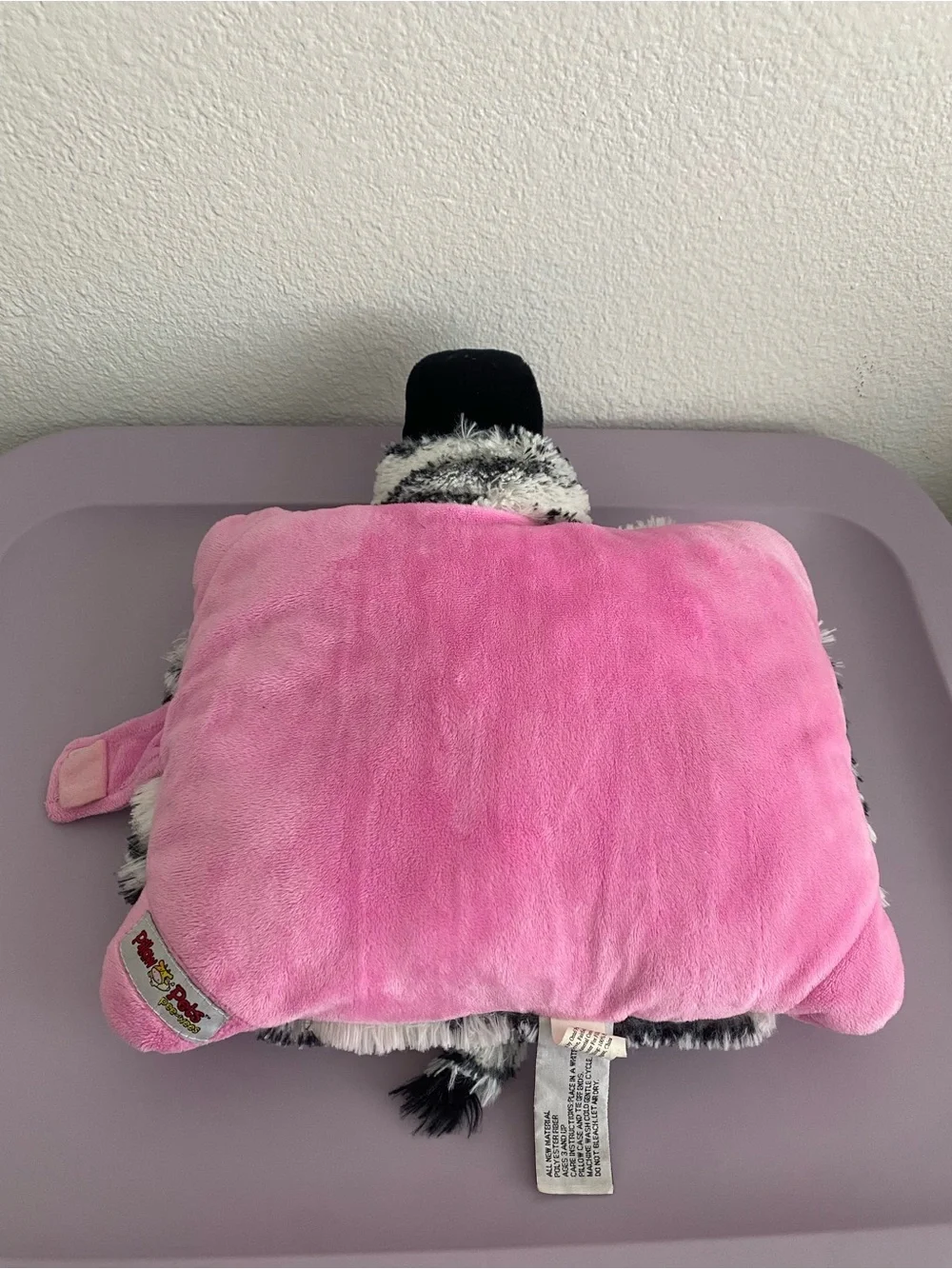 Pillow Pet black & pink Zebra Mini Plush Pee-Wee 2010 Original